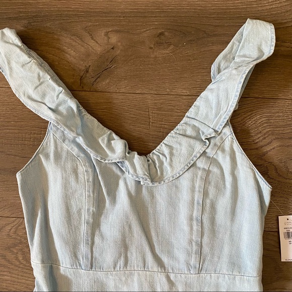 Chambray sleeveless ruffle fit and flare dress - Picture 4 of 7